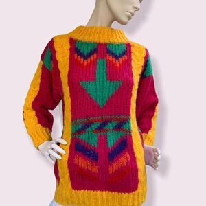 Vintage 80’s/ 90’s funky pop art mohair blend sweater